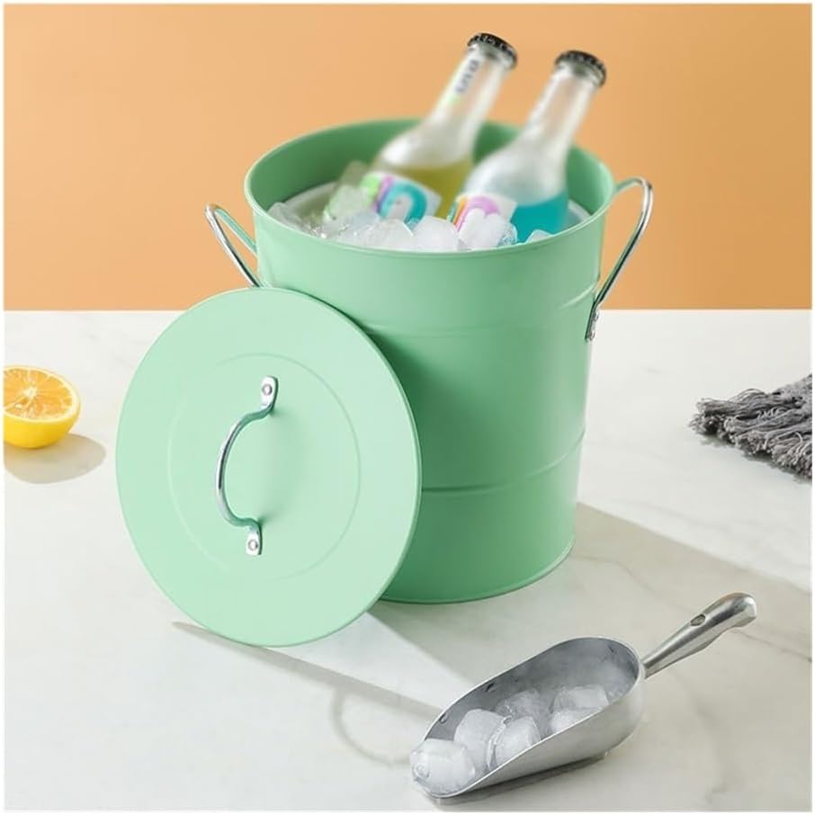 Ice Bucket Bar Stainless Steel Ice Bucket with Lid Portable Ice Bucket Champagne Beer High Color Ice Pellet Bucket(Green)