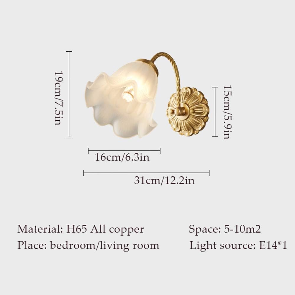 Vintage French Glass Wall Sconce - Gold Brass Wall Light Fixtures for Bedroom - Durable Simple Indoor Wall Lamp Mounted Fixture - Home Decoration,Q