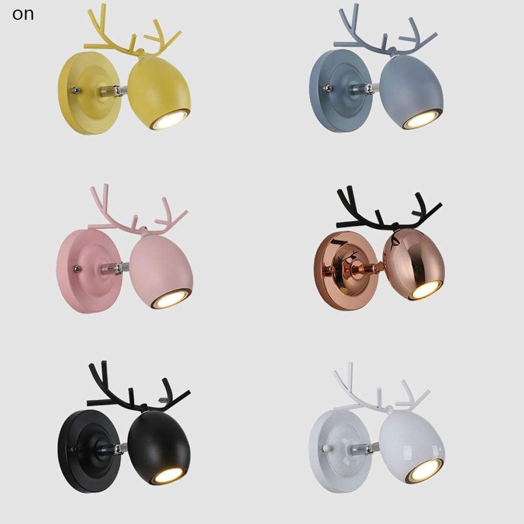 Sconce Wall Lighting Wrought Iron Wall Lamp Nordic Creative Antlers Wall Light Bedroom Wall Sconce for Living Room Bedside Dining Room Bathroom Light Fixtures(Yellow)