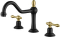 sumerain 8 inch Widespread Bathroom Faucet, 2 Handles Vintage Style Lavatory Faucet for Sink 3 Hole, Black and Gold