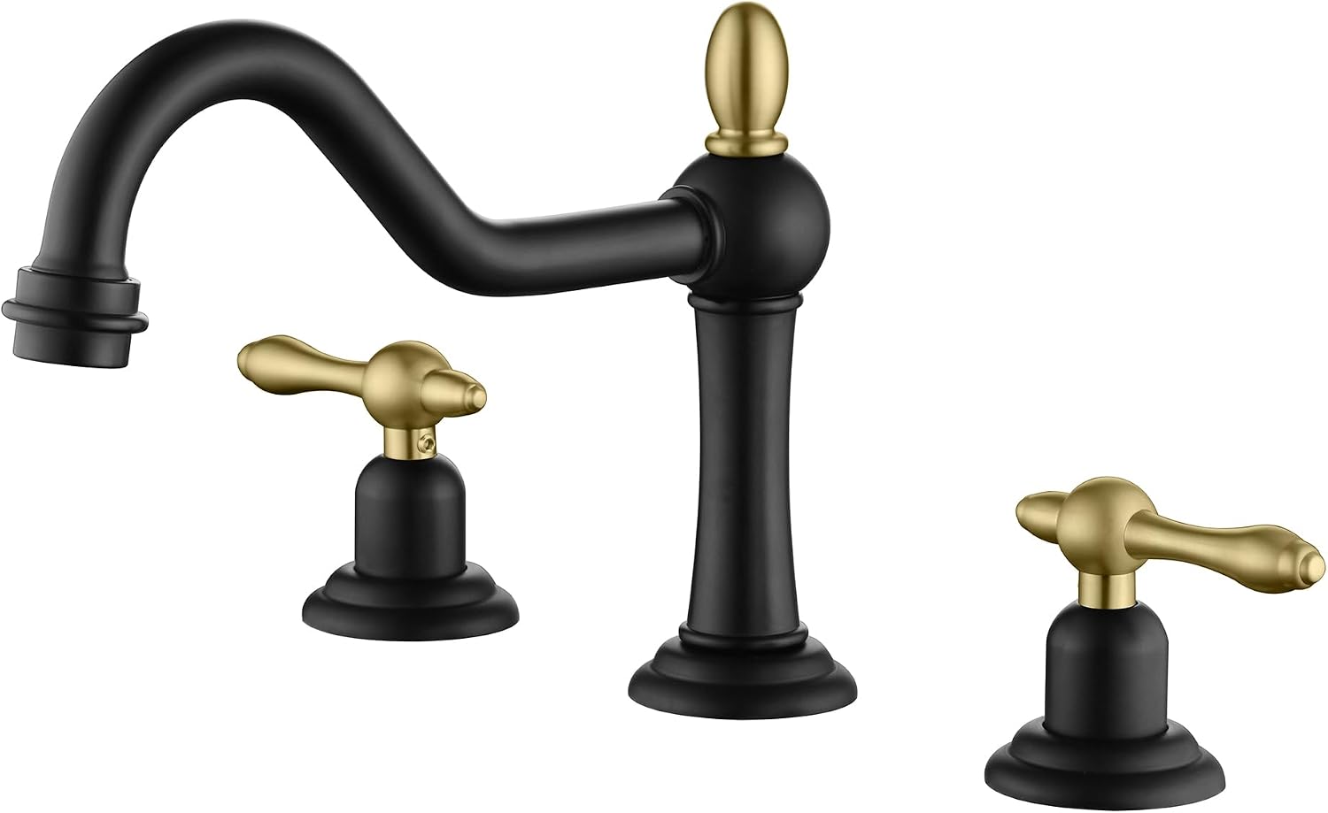 sumerain 8 inch Widespread Bathroom Faucet, 2 Handles Vintage Style Lavatory Faucet for Sink 3 Hole, Black and Gold