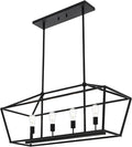 BONLICHT Kitchen Island Lighting 4 Lights in Matte Black Finish Farmhouse Chandelier Industrial Pendant Hanging Light Fixture for Dining Room Living Room Foyer