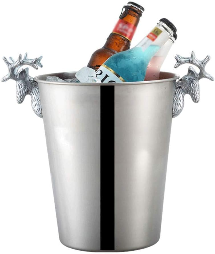 ice bucket, Ice Bucket Champagne Bucket Stainless Steel Ice Bucket Bar Commercial Ice Cube Ice Bucket Home Red Wine Ice Bucket (Color : B, Size : 16x16.8cm) (B 20x23cm)