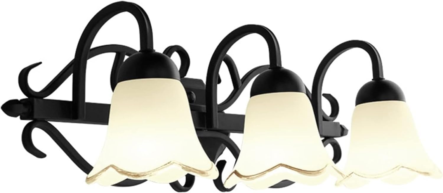 European Wall Light Mirror Light Compatible with Bathroom - American Black Finishing Fixture Wall Lamp, Wrought Iron Wall Light ﻿,Chandelier
