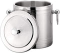 Ice Bucket with Lid 1.4 Litre Double Walled Insulated Stainless Steel with Cover Carry Handle
