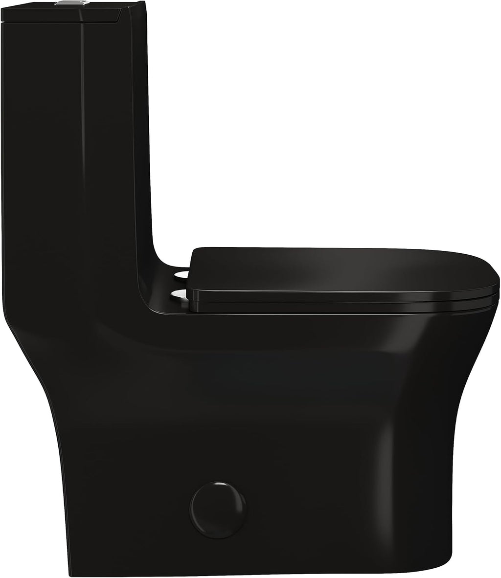 Concorde One Piece Square Toilet Dual Flush in Glossy Black 1.1/1.6 gpf
