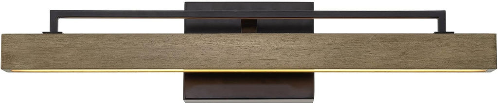 Kira Home Felix 25' Modern Farmhouse Integrated LED Bathroom Vanity Light, 24W 3000K Warm White Light, Hand-Painted Wood Grain Metal Linear Sconce, Smoked Birch and Black Finish