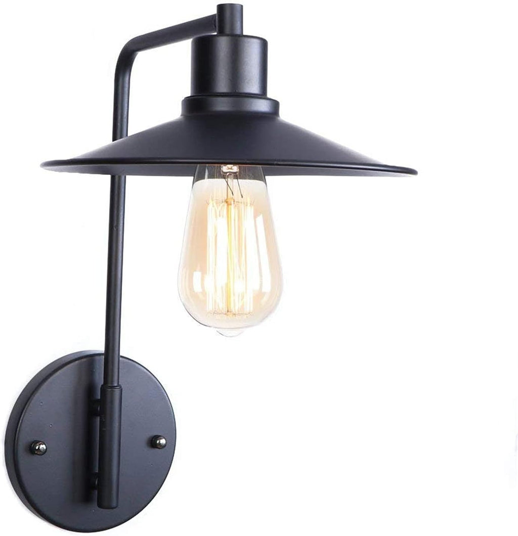 European Wall Light V-intage Industrial Wrought Iron Retro Metal Wall Lamp Wall Light Sconce Compatible with Restaurant Living Room Bathroom Clothing Store Bedside Wall-Mounted Lighting (Color : Black