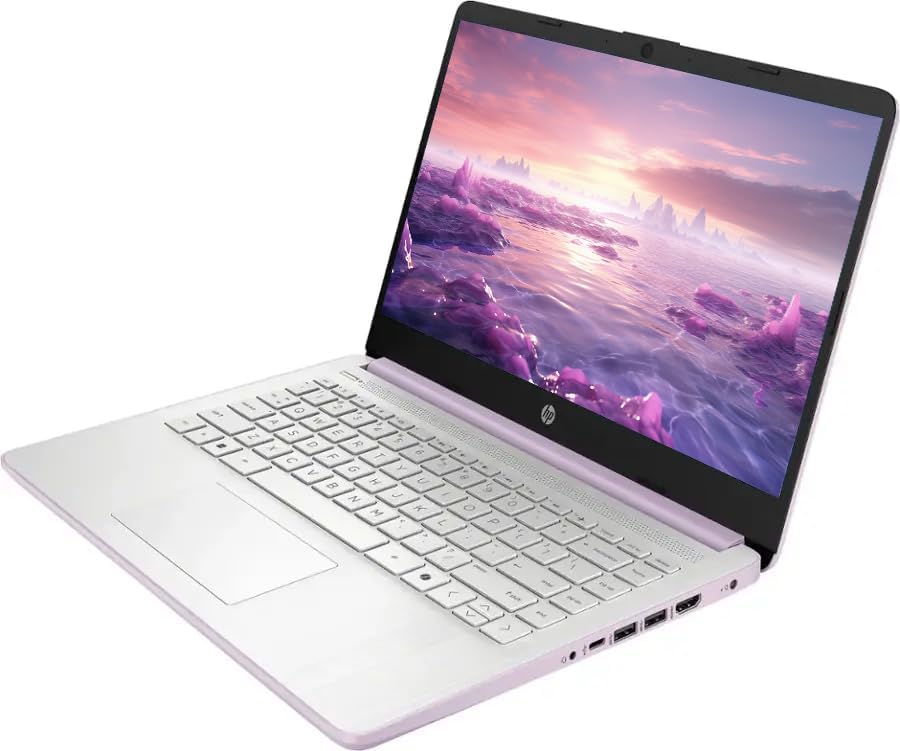 HP 14' Business Laptop Computer with Microsoft Office 365, 4-Core Intel Processor, 128GB SSD + 1TB Cloud Storage, 8GB RAM, Windows 11, SageNova Earphones, Honey Lavender
