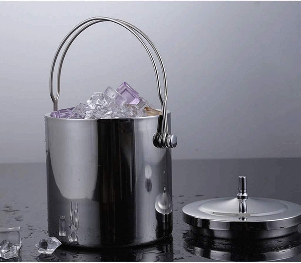 Ice Bucket,Thick Double Stainless Steel with Lid Red Wine Bar Appliance Insulation Cold Champagne Bucket