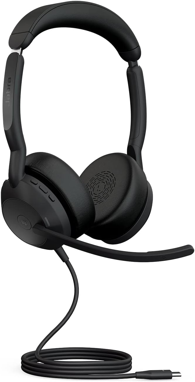 Jabra Evolve2 50 Wired Stereo Headset - with AirComfort Technology, Noise-Cancelling Mics & Active Noise Cancellation - MS Teams Certified, Works with All Other Platforms - Black