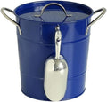 Drink Bucket Bar Supplies Double Ice Bucket with Lid Ice Buckets Wrought Iron Champagne Bucket Beer Bucket with Handle and Ice Shovel Ice Bucket for Parties(Blue)
