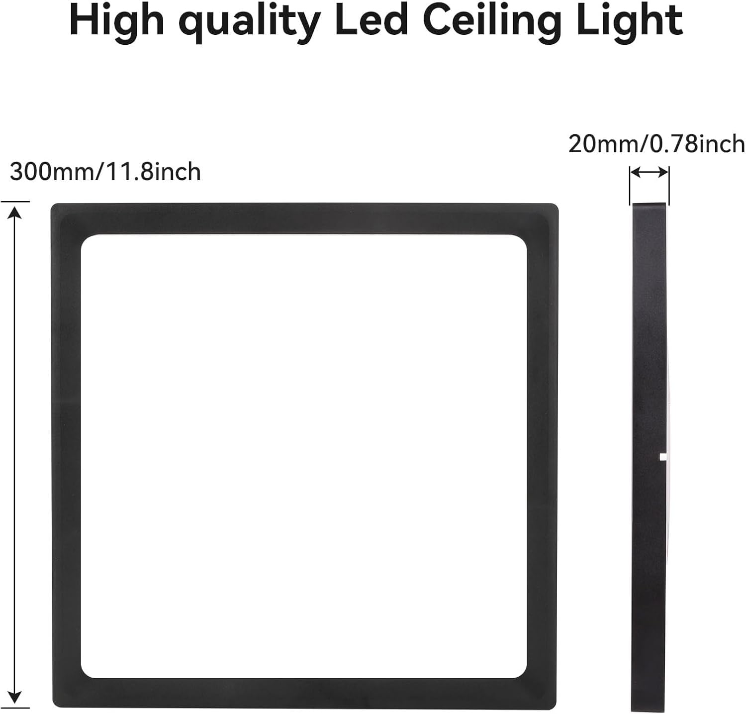 12Pack 12inch Square Black 3200LM LED Flush Mount Ceiling Light,28W White 6000K Slim Surface Mount Ceiling Light Fixture for Kitchen Bedroom Living Room