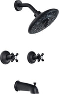 PHASAT 2 Handle Tub Shower Faucet,Bathtub Faucet Set with Tub Spout,Tub and Shower Trim Kit with Rough-in Valve,Matte Black,PU4H09