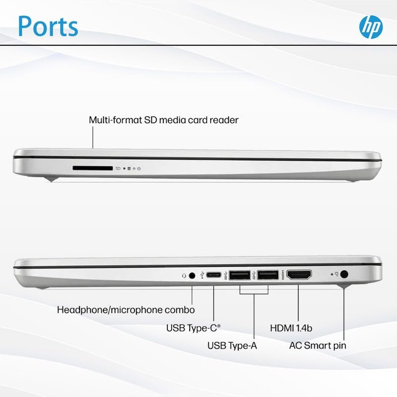 HP 14' Laptop for Student Business, 1 Year Office 365, Win11 Pro, AI-Copilot, Intel Quad-Core Processor, 4GB RAM• 128GB UFS• WiFi 6, Seibosfy