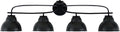 Toltec Lighting Cavella 4-Light Bath Bar – Modern Vanity Light Fixture for Bathroom – Dimmable and LED-Compatible Wall Light – Matte Black Finish, 7' Matte Black Metal Shades