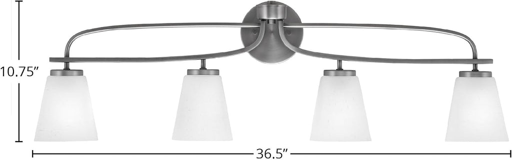 Toltec Lighting Cavella 4-Light Bath Bar – Modern Bathroom Vanity Light – Dimmable, LED-Compatible Wall Fixture – Graphite Finish, 4.5' White Muslin Glass