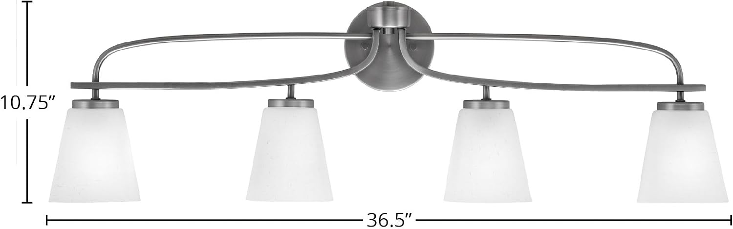 Toltec Lighting Cavella 4-Light Bath Bar – Modern Bathroom Vanity Light – Dimmable, LED-Compatible Wall Fixture – Graphite Finish, 4.5' White Muslin Glass