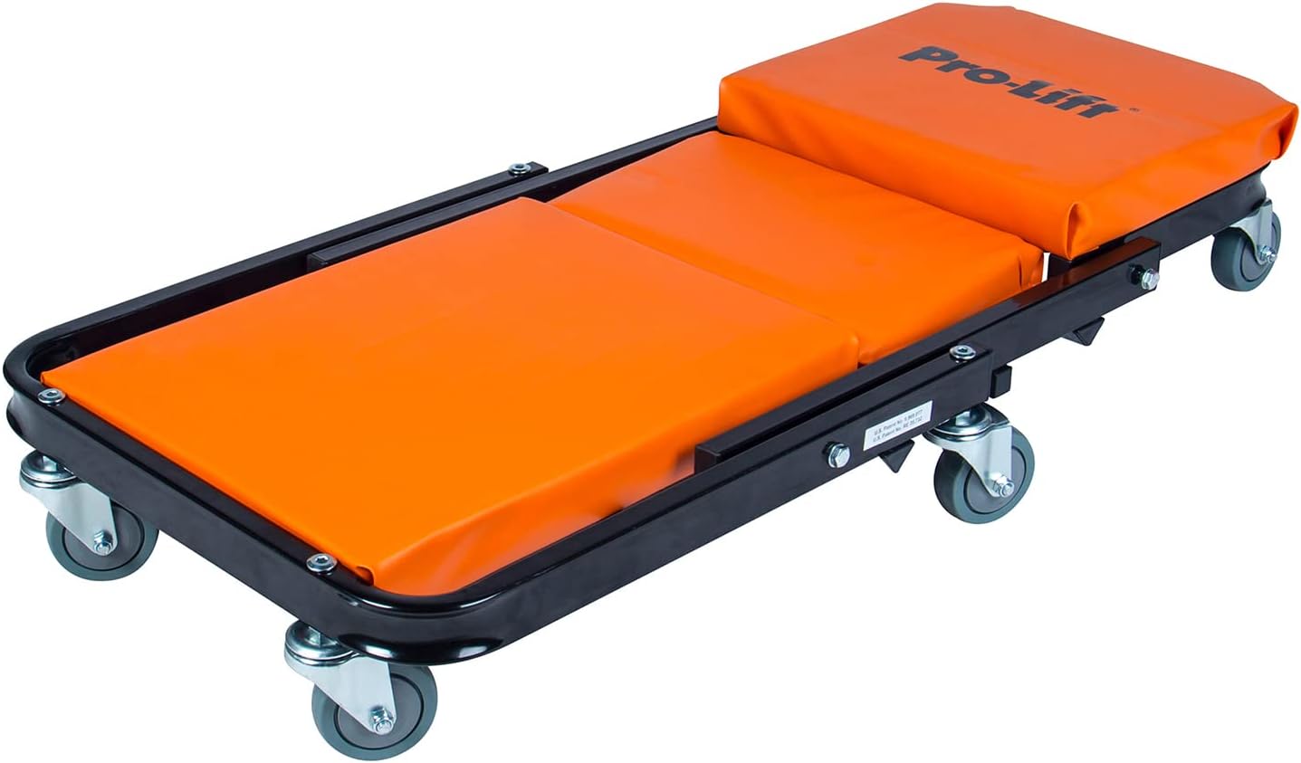 Pro-Lift Foldable Z Creeper - 2-in-1 Rolling Folding Car Creeper & Seat - 40' Adjustable Roller Garage Chair Lay Down or Sit, 450 LBS Capacity Under Car Roller Creeper with 6 Swivel Casters