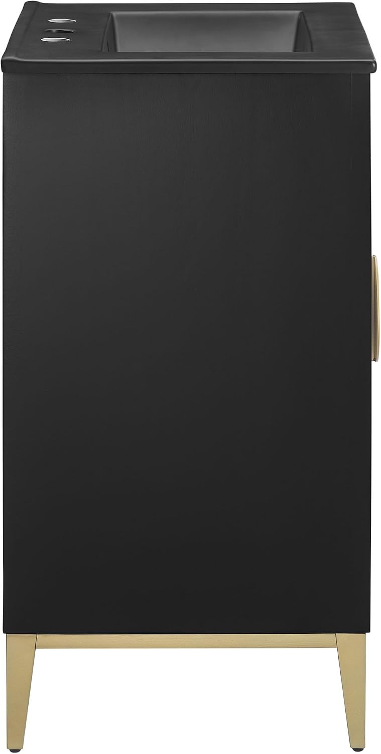 Modway Beau 24 Inch Wood Bathroom Vanity Cabinet in Black Black