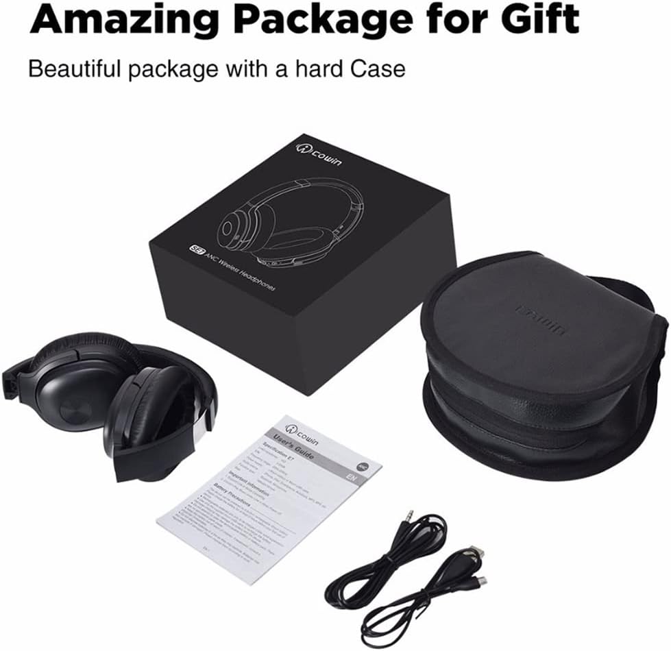 Hi-Fi Stereo Wireless Over-Ear Headphones Bluetooth 5.0 Headsets ANC Active Noise Cancelling Foldable Headphones with Mic Soft Protein Earpads for Sports/TV/Work,Purple