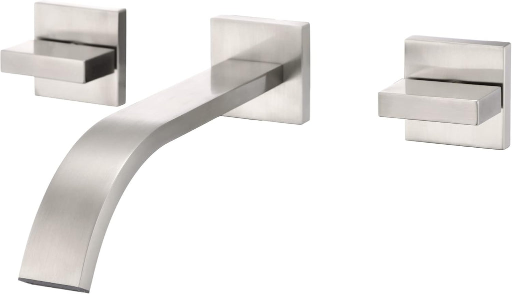 sumerain Brushed Nickel Bathroom Faucet Wall Mount Lavatory Faucet with Rough in Valve