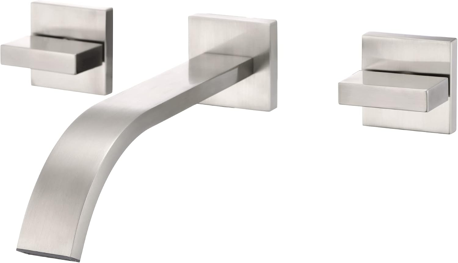 sumerain Brushed Nickel Bathroom Faucet Wall Mount Lavatory Faucet with Rough in Valve