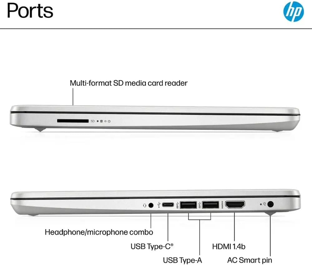 HP 14 Laptop Ultra Thin & Light, Intel N150 Quad-Core Processor, 8G RAM, 128GB SSD, HDMI, USB-C, WiFi 6, SD Card Reader, Microsoft Office 365 Included, Windows 11, Silver, XtreDura Accessories