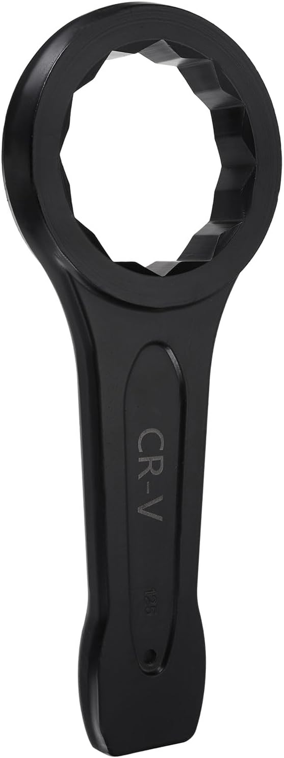 HARFINGTON Box End Striking Ring Wrench 125mm Metric CR-V Steel 12-Point Flat Strike Wrench Baking Paint Single Head Spanner Hand Tool for Mechanical Automotive Repair