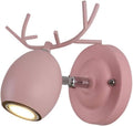 Sconce Wall Lighting Wrought Iron Wall Lamp Nordic Creative Antlers Wall Light Bedroom Wall Sconce for Living Room Bedside Dining Room Bathroom Light Fixtures(Pink)