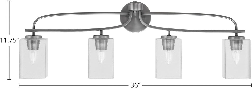 Toltec Lighting Cavella 4-Light Bath Bar – Modern Bathroom Vanity Light – Dimmable, LED-Compatible Wall Fixture – Graphite Finish, 4' Clear Bubble Glass