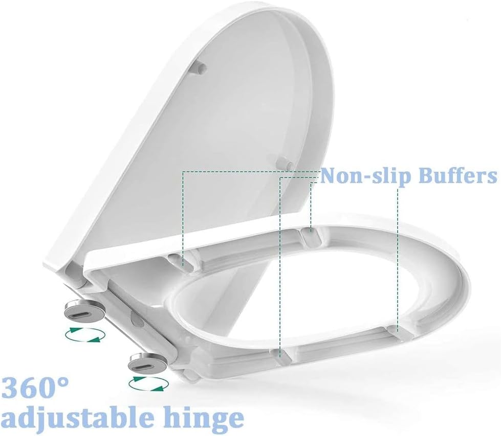 Matte Black Soft-Close Toilet Seat,Rectangular Toilet Bowl with Quick Release UF Material for Square Toilet Replacement Cover Lid for Modern Bathrooms,Adjustable Hinge,Black