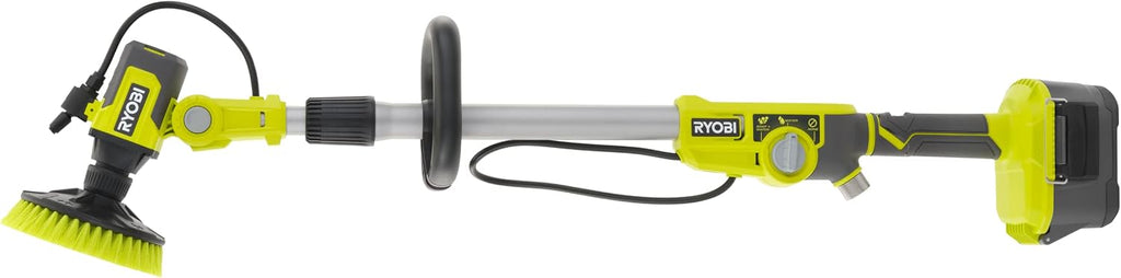 Ryobi RWTS18-0 18V ONE Plus Telescopic Scrubber with Water Feed (Bare Tool) | 15 cm brush head, max. Idle speed min 0-2100, without battery and charger