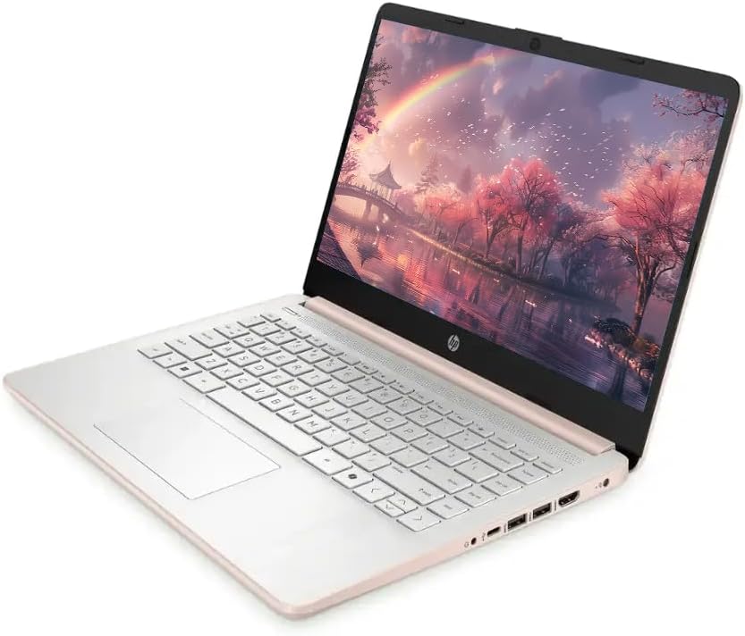 HP 14' Business Laptop Computer with Microsoft Office 365, 4-Core Intel Processor, 128GB SSD, Windows 11 (Pale Rose Gold, 4GB RAM)