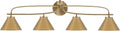 Toltec Lighting Cavella 4-Light Bath Bar – Modern Vanity Light Fixture for Bathroom – Dimmable and LED-Compatible Wall Light – New Age Brass Finish, 7' New Age Brass Metal Shades