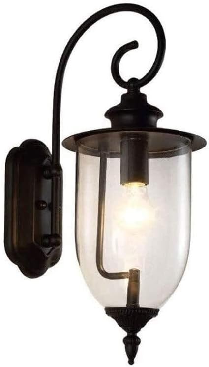 Wall Mounted Light Wall Light Industrial Metal Retro Wrought Iron Waterproof Outdoor E27 Wall Lamp Bedroom Decoration Lighting Iron Cage Lampshade Bracket Light Kitchen Garden Bathroom（Black） Re
