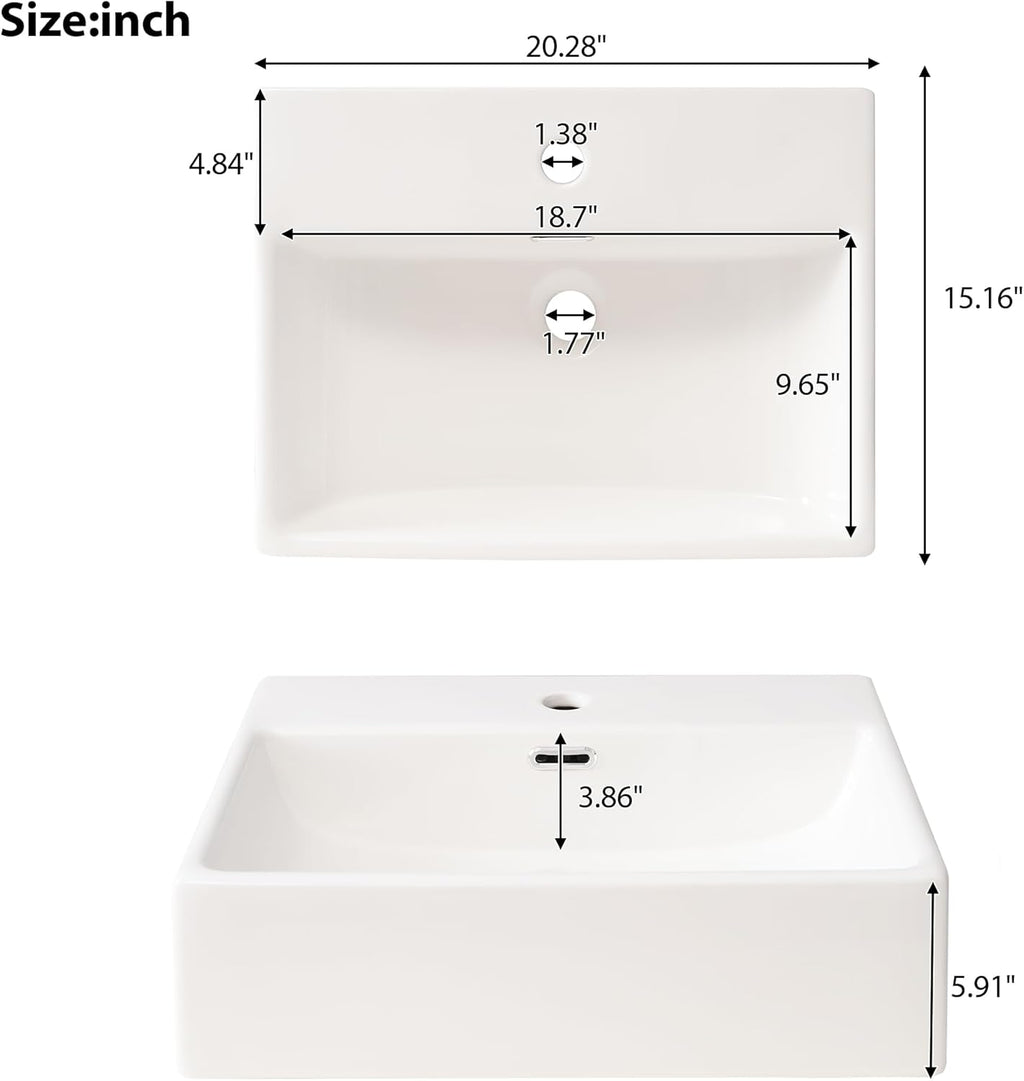 20-inch Bathroom Vanity with Sink Combo Set, Free Standing Single Storage Cabinet with Soft Closing Doors & One Drawer, Solid Wood Vanity Organizer with Ceramic Basin for Bathroom, Black