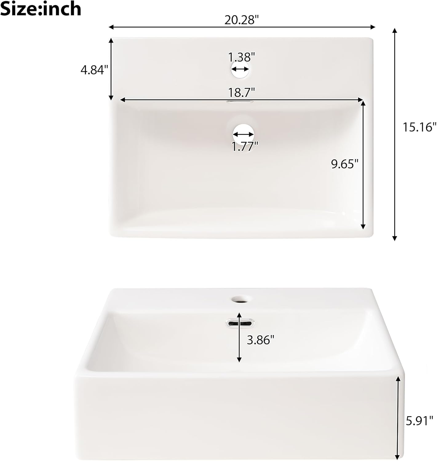 20-inch Bathroom Vanity with Sink Combo Set, Free Standing Single Storage Cabinet with Soft Closing Doors & One Drawer, Solid Wood Vanity Organizer with Ceramic Basin for Bathroom, Black