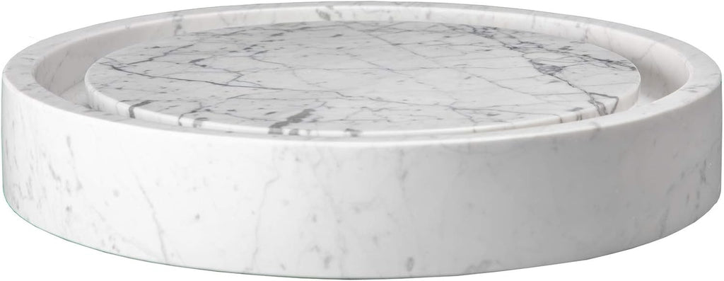 Eden Bath Round Infinity Pool Vessel Sink, Polished Carrara Marble - Stylish Bathroom Sink