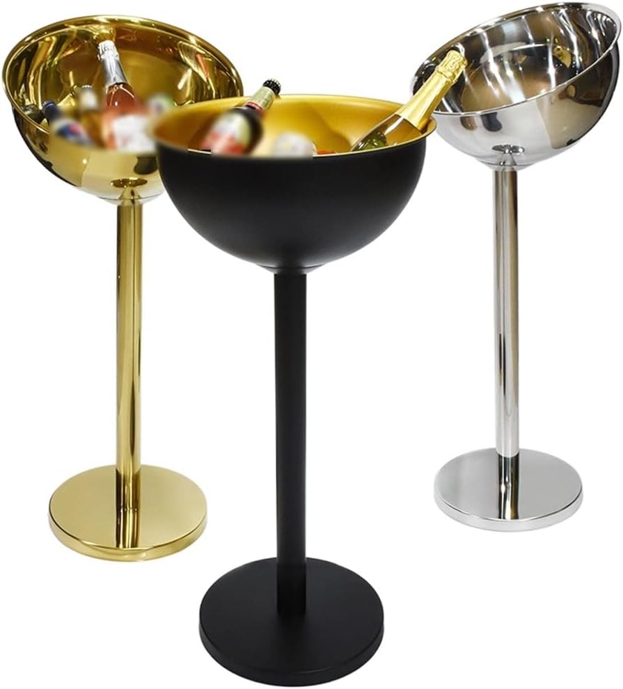 Ice Bucket Ice Bucket for Freezer Stainless Steel Champagne Basin Outdoor Party Party Red Wine Beer Beverage Floor Standing Stand Keep Cooling Ice Bucket Ice Buckets Party Cooler Drink Cooler(C)