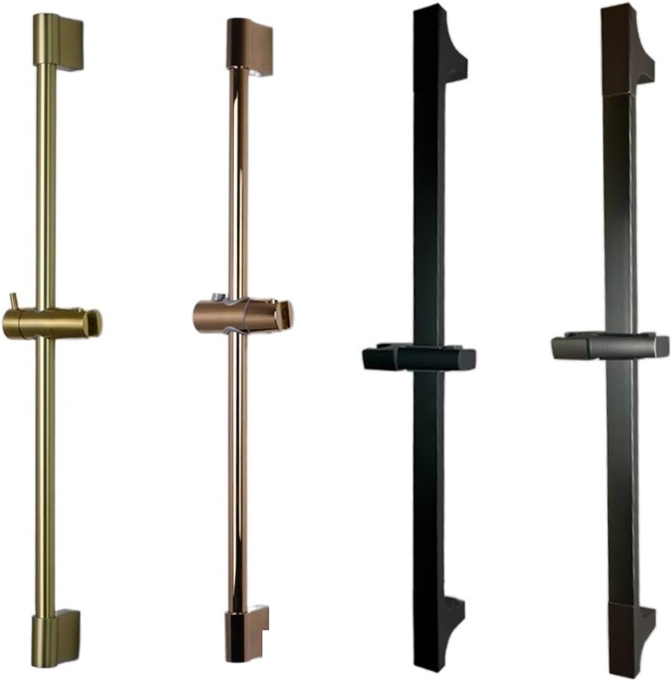 Shower Bar Angel Height Adjustable Sliding Hand Shower Bar Chrome Matt Black Stainless Steel 64cm Bathroom Fixtures(Round GM)