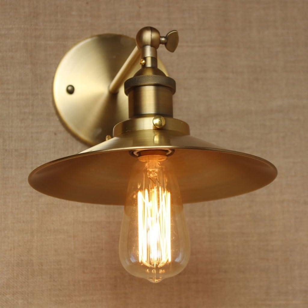 Wall Lamp Bathroom Lighting Wrought Iron Bedroom Lighting Retro Wall Lamps Simple Personality Creative Wall Lamps Outdoor Wall Lamps Wall Lights for Living Room(Brass)