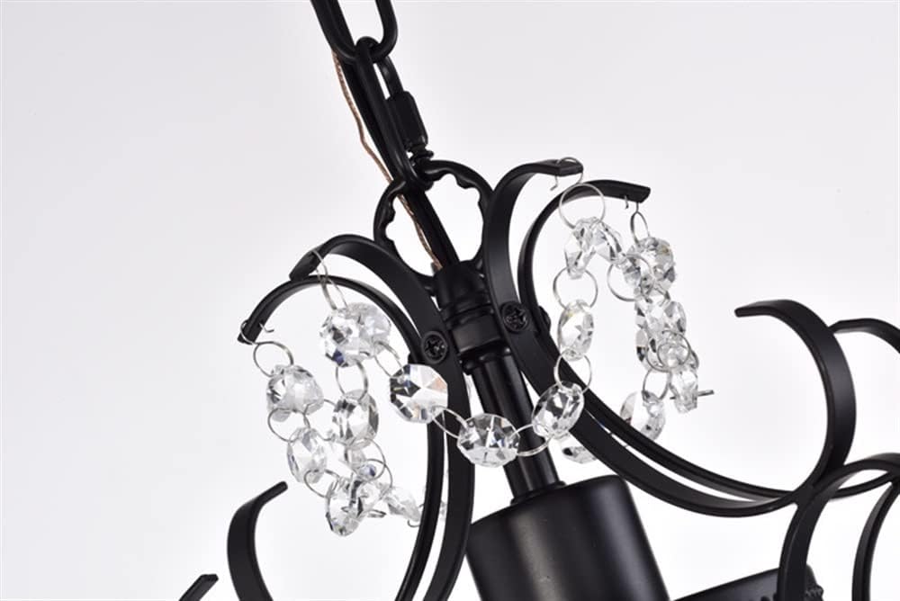 KISAD Rustic Vintage Crystal Chandelier Wrought Iron K9 Raindrop Pendant Light Adjustable Chain Ceiling Hanging Lighting Fixture for Entry Hallway Cloakroom Restaurant Bathroom Foyer (Color : Black)