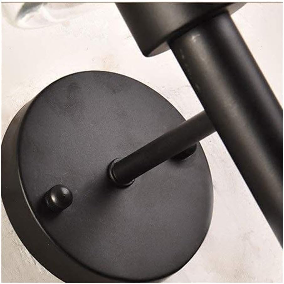Modern Bathroom Wall Light, LED Glass Wrought Iron Black Corridor Wall Lamp,Bar Stair Living Room Wall Sconce,for Living Room,Bedroom,Stairway,Bedside