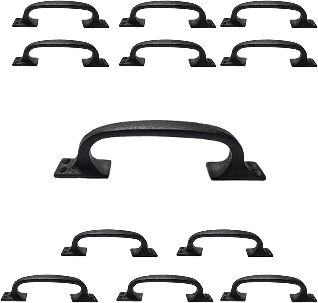 Renovators Supply Manufacturing Black Wrought Iron Cup Bin Pull Cabinet Drawer Handle 6', Pack of 12