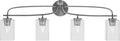 Toltec Lighting Cavella 4-Light Bath Bar – Modern Bathroom Vanity Light – Dimmable, LED-Compatible Wall Fixture – Graphite Finish, 4' Clear Bubble Glass