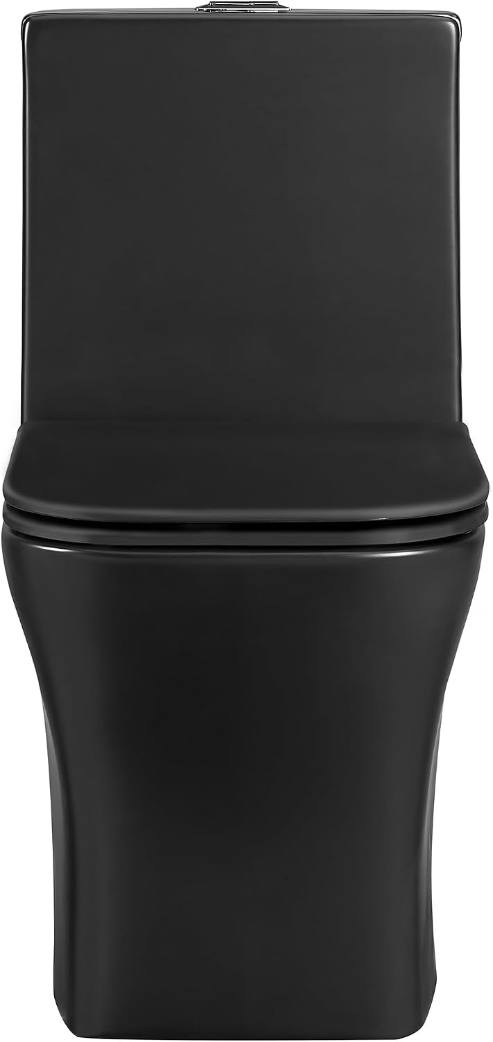 Concorde One Piece Square Toilet Dual Flush in Matte Black, Black Hardware 1.1/1.6 gpf