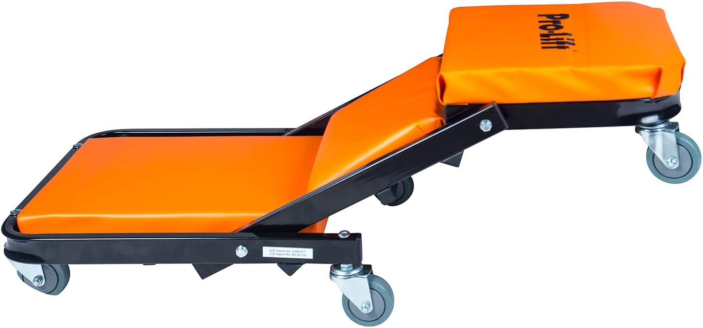 Pro-Lift Foldable Z Creeper - 2-in-1 Rolling Folding Car Creeper & Seat - 40' Adjustable Roller Garage Chair Lay Down or Sit, 450 LBS Capacity Under Car Roller Creeper with 6 Swivel Casters