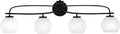 Toltec Lighting Cavella 4-Light Bath Bar – Modern Vanity Light Fixture for Bathroom – Dimmable and LED-Compatible Wall Light –Matte Black Finish, 5.75' White Marble Glass