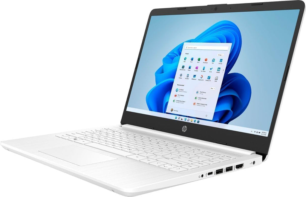 HP 14 inch HD Laptop, Intel Celeron N4500, 4GB DDR4 RAM, 64GB eMMC + 512GB SSD, Windows 11 Home in S Mode, One Year Microsoft 365 Included, WiFi6, Snowflake White with HEX Accessories
